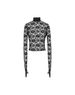 Блуза Floral Jacquard Point D'esprit Tulle Blouse, черный Saint laurent