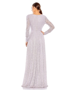 Кружевное платье с длинными рукавами и бисером, лаванда Mac duggal