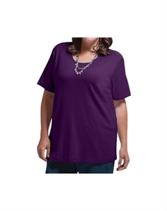 Однотонная футболка с U-образным вырезом с короткими рукавами — плюс, фиолетовый On the plus side