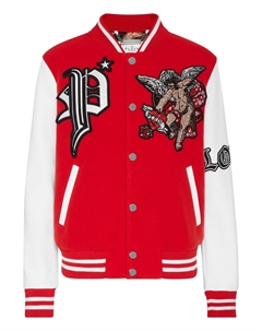Бомбер из шерсти и кожи Love Angel, красный Philipp plein
