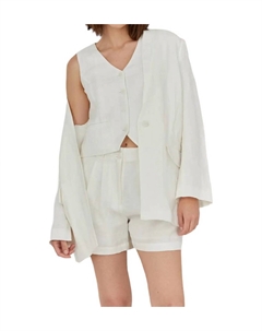 Белые льняные шорты со складками, белый Crescent