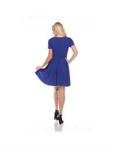 Королевское платье с короткими рукавами и расклешенной юбкой Meghan White mark