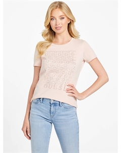 Футболка Naty с круглым вырезом и стразами, цвет Vapor Rose Guess factory
