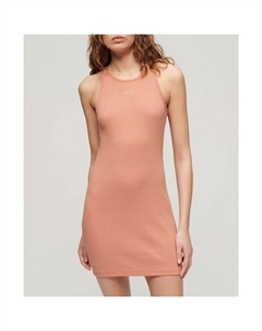 Платье Embroidered Rib Racer Sleeveless Short, розовый Superdry