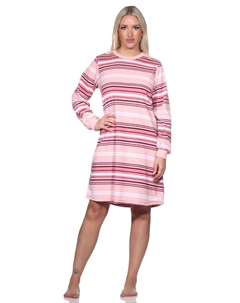 Ночная рубашка Frottee Bündchen Streifen, розовый Normann