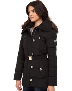 Пуховик Michael Kors с меховой отделкой и капюшоном-черный, черный Michael michael kors