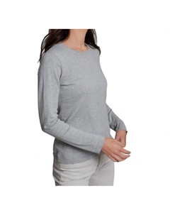 Классический пуловер с круглым вырезом из хлопка и кашемира туманного цвета Alashan cashmere