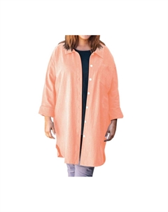 Рубашка Kendall с хлопковым воротником и длинными рукавами — Plus In Papaya Punch On the plus side