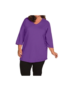 Футболка с V-образным вырезом с рукавом 3/4 — Plus In Acai On the plus side