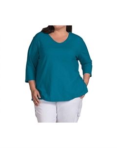 Футболка с V-образным вырезом с рукавом 3/4 — Plus In Ocean Depths On the plus side