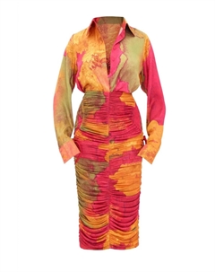 Красно-желтая сетчатая юбка-миди Taka Andrea iyamah