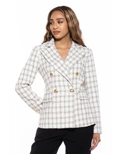 КЛАССИЧЕСКИЙ ДВУБОРТНЫЙ ПИДЖАК FARRAH ИЗ ТВИДА, цвет Ivory Plaid Alexia admor