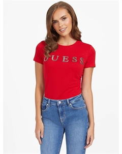 Футболка с логотипом Pepper Rhinestone, цвет Rugby Red Guess factory