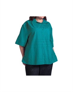 Хлопковая рубашка с коротким рукавом «Пион» — плюс в морском цвете On the plus side