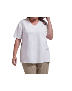 Футболка с короткими рукавами и V-образным вырезом — цвет «плюс» белого цвета, белый On the plus side