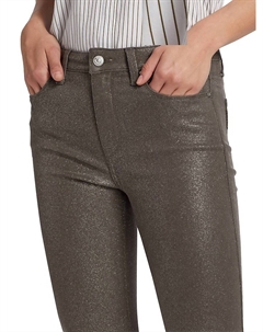 Джинсы Claudine Ankle Luxe Coating темно-серого/серебристого цвета Paige