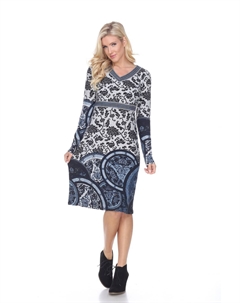 Синее платье-свитер с вышивкой Naarah, синий White mark