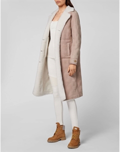 Длинное пальто из овчины с монограммой, цвет Cream Philipp plein