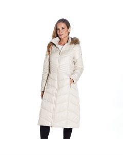 Женское длинное пуховик с капюшоном из искусственного меха , черный Gallery