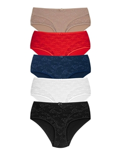 Хлопковые женские трусики Lez с кружевом и высокой талией спереди на подкладке, 5 шт., смешанный Hnx
