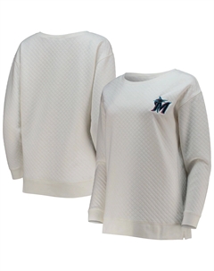 Женский стеганый пуловер Concepts Sport белый/кремовый Miami Marlins Unbranded