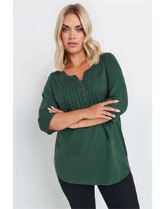 Топ из 100% хлопка с защипами, зеленый Yours curve