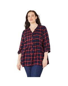 Женская туника в клетку с защипами и защипами, женская непринужденная туника больших размеров для миниатюрных размеров, цвет Dark Sapphire Catherine's