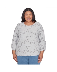 Фактурный топ размера плюс с диагональной текстурой, серый Alfred dunner