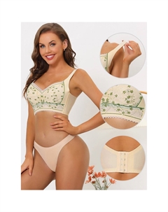 Женский бюстгальтер-минимайзер с мягкой подкладкой и кружевом, 2 упаковки, без косточек, с U-образной спинкой и регулируемыми бретелями, цвет Beige Light Purple Allegra k