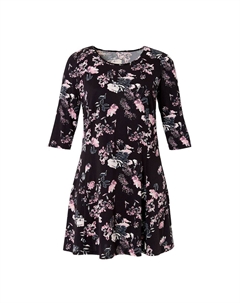 Женское платье размера плюс Madison с рукавами 3/4, цвет Seaside Pink Floral Ellos