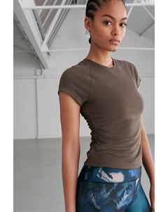 Топ с короткими рукавами и сборками по бокам, коричневый Next