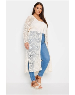 Длинный кардиган крючком, белый Yours curve