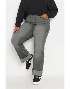 Джинсы с широкими штанинами и подгибом, серый Yours curve