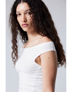 Топ с открытыми плечами и оборками, белый Weekday