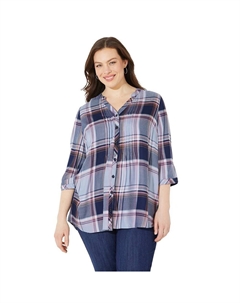 Женская туника в клетку с защипами и защипами, женская непринужденная туника больших размеров для миниатюрных размеров, цвет Dark Mauve Catherine's