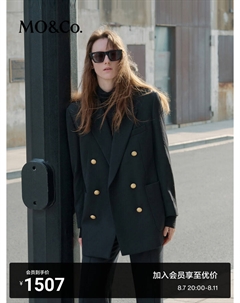 Двубортный ретро-блейзер с золотыми пуговицами, черный Moco