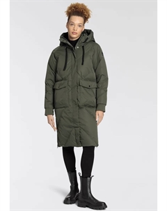 Пуховик, объемного кроя, водоотталкивающий, дышащий и изолирующий, зеленый Polarino