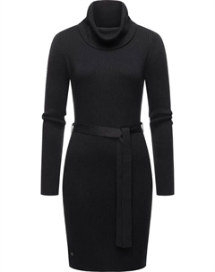 Платье-свитшот в стиле рэгвир "Мийя", теплое зимнее платье с широкой водолазкой, черный Ragwear