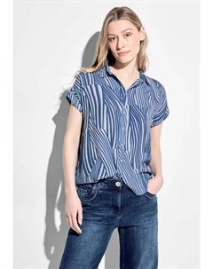 Блузка с короткими рукавами и планкой на пуговицах, голубой Cecil