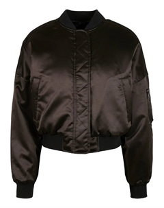 Куртка-бомбер " Women's Ladies Short Oversized Satin Bomber Jacket" (1 шт.), без капюшона, черный Urban classics