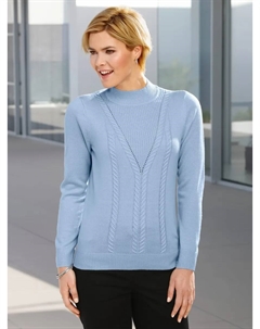 Повседневный образ Свитер с воротником-стойкой "Пуловер", голубой Casual looks