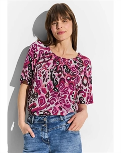 Блузка с короткими рукавами, выполненная из мягкой вискозы, розовый Cecil