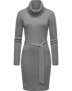 Платье-свитшот в стиле рэгвир "Мийя", теплое зимнее платье с широкой водолазкой, серый Ragwear