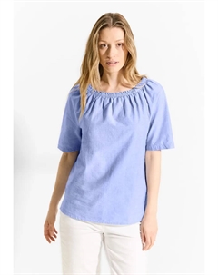 Блузка с короткими рукавами из чистого хлопка, цвет Blouse Blue Cecil