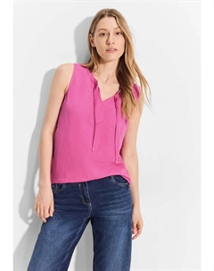 Блузка с короткими рукавами, круглым вырезом и лентами, розовый Cecil