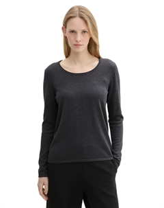 Вязаный свитер из вискозы с круглым вырезом, антрацит Tom tailor