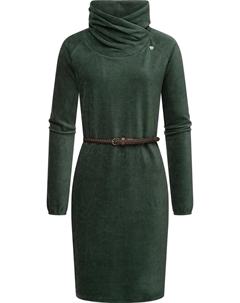 Платье-свитшот в стиле рэгвир "Белита", теплое вельветовое платье с широким воротником-трубой, зеленый Ragwear