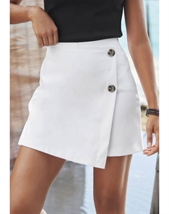 Юбка-брюки, с запахом и декоративными пуговицами, короткая юбка, повседневный шик, элегантная, белый Buffalo