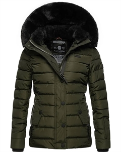 Стеганая куртка Наваху "Милианаа" с капюшоном, элегантная зимняя куртка с капюшоном из мягкого искусственного меха, зеленый Navahoo