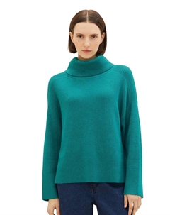 Вязаный свитер с фирменной этикеткой, зеленый Tom tailor